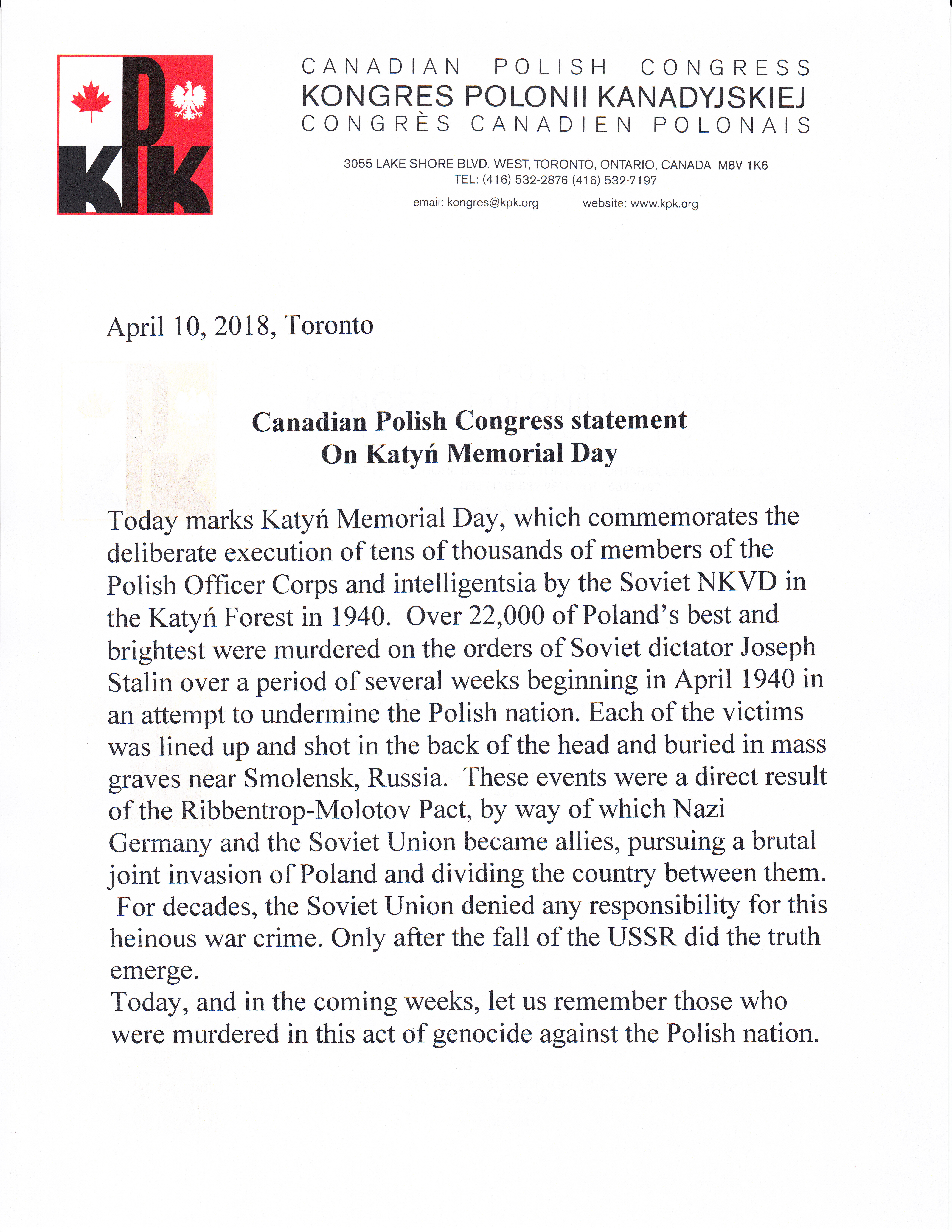 CPC Katyn Statement